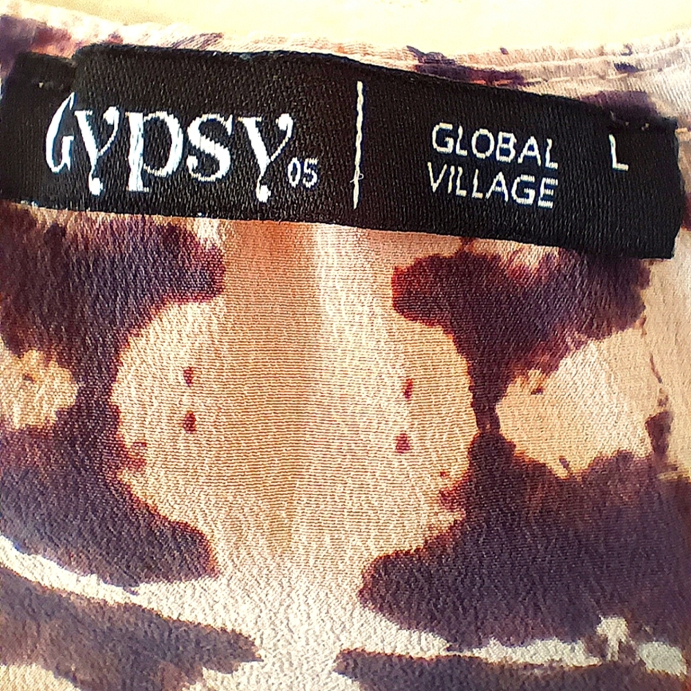 Gypsy 05 Silk Animal Tiger Stripe Tank L Brown Tan Tropical Safari Sexy Dressy - Picture 6 of 6